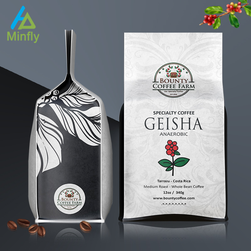 Minfly Digital Printing Custom Self Sealing Side Gusset Pouch with Zipper for Flat Bottom Coffee Snack Food Mylar Bag