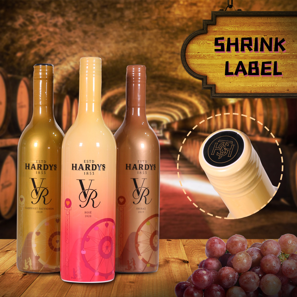 Minfly Digital Design Printing Custom PVC Film Plastic Heat Shrink Wrap Label /PET Shrink Sleeve For Wine Beverage Can Bottles