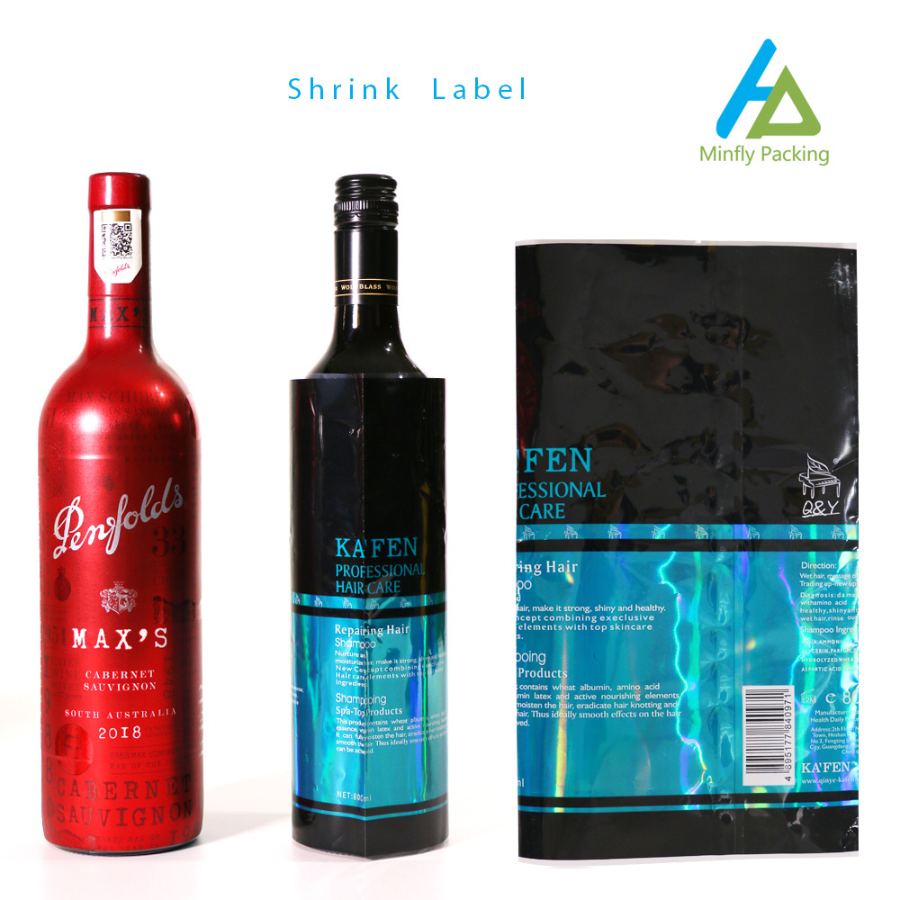 Minfly Digital Design Printing Custom PVC Film Plastic Heat Shrink Wrap Label /PET Shrink Sleeve For Wine Beverage Can Bottles