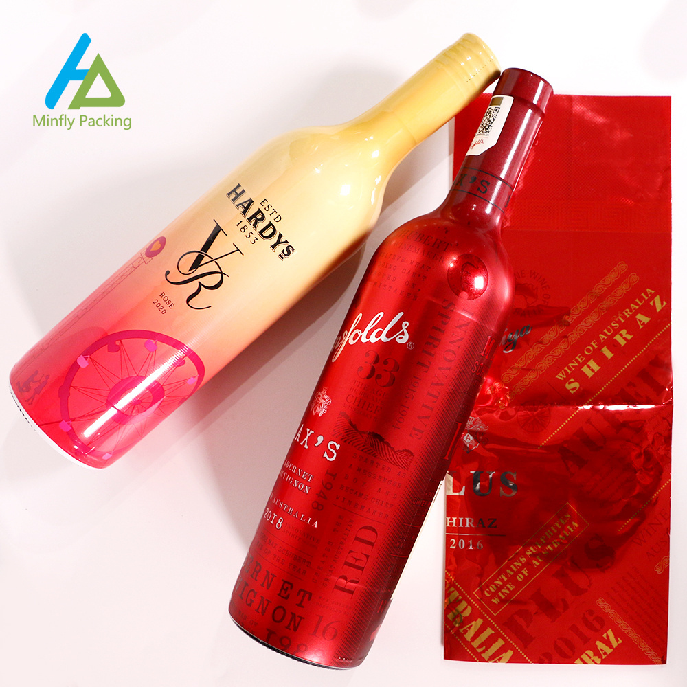 Minfly Digital Design Printing Custom PVC Film Plastic Heat Shrink Wrap Label /PET Shrink Sleeve For Wine Beverage Can Bottles