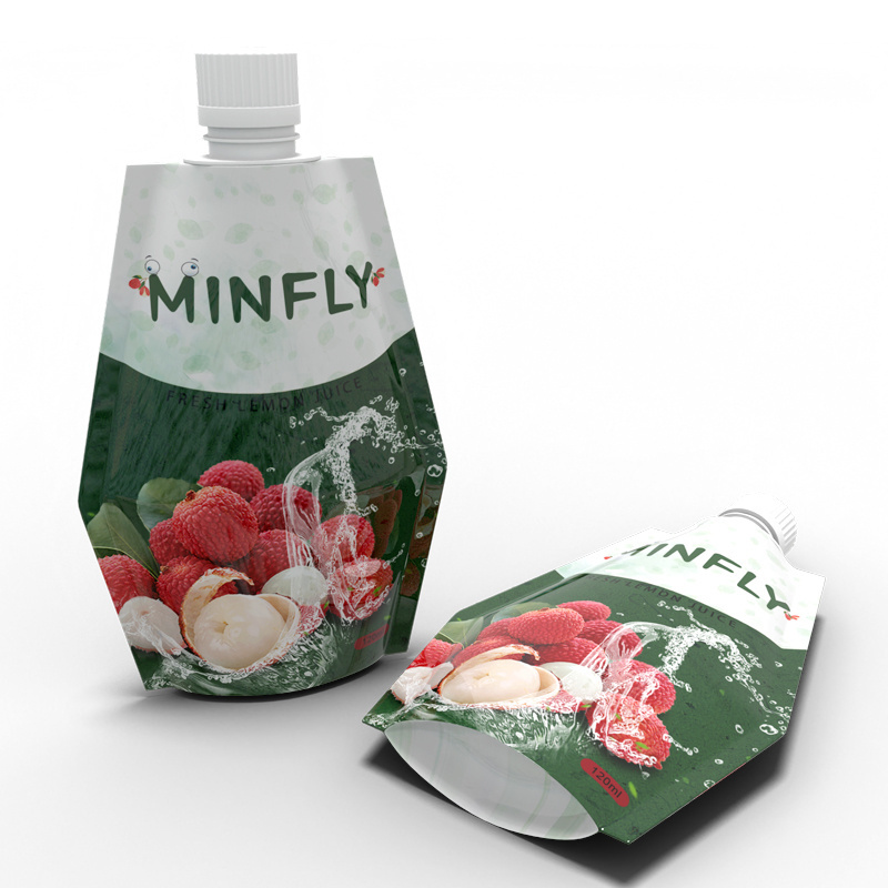 Minfly Digital Printing Custom Special Shape Spout Juice Liquid Bag Pouch Edible Jolly Ranche Plastic Bag with Cosmetic Spout