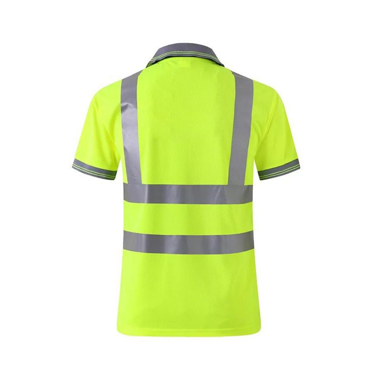 Custom Wholesale Waterproof Mesh Fabric Fluorescent Yellow Orange Workwear Polo T Shirt