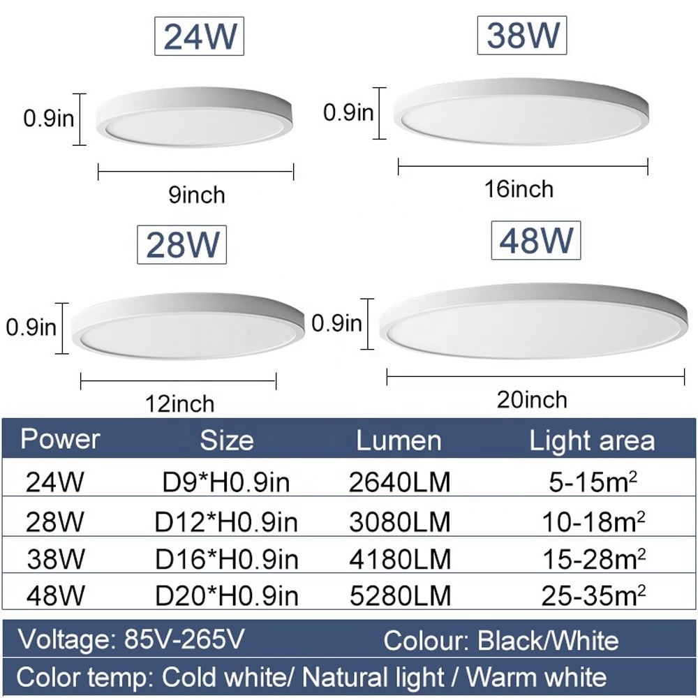 Indoor Thin LED Ceiling Lamp Large Surface mount Ceiling Ultra Slim Panel Light