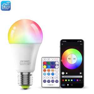 Smart home lighting bulb wholesale 10W E27 RGB CCT A19 smart bulb with app WiFi voice remote control for bedroom