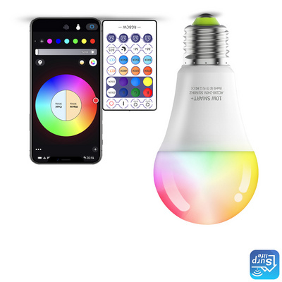 Smart home lighting bulb wholesale 10W E27 RGB CCT A19 smart bulb with app WiFi voice remote control for bedroom