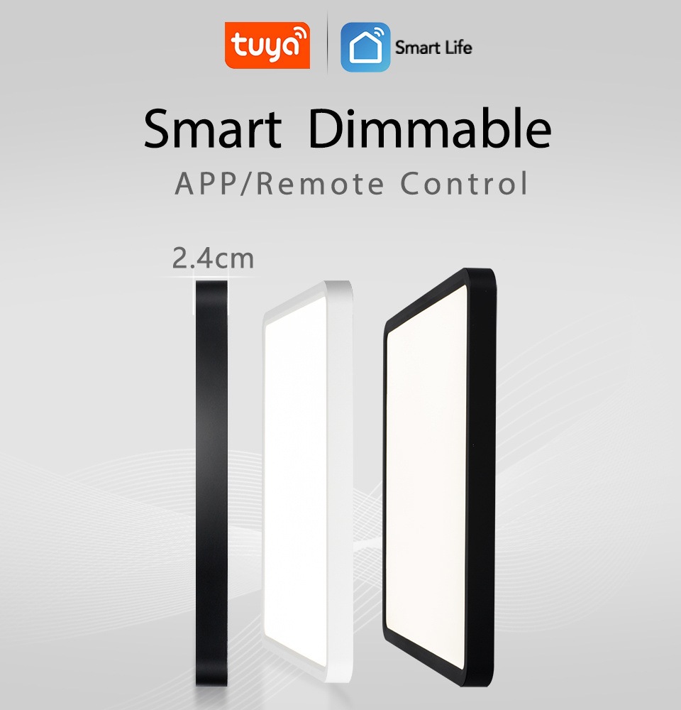 Wholesale square smart lighting Tuya APP Remote control ultra thin 36W Smart LED Ceiling lights for bedroom