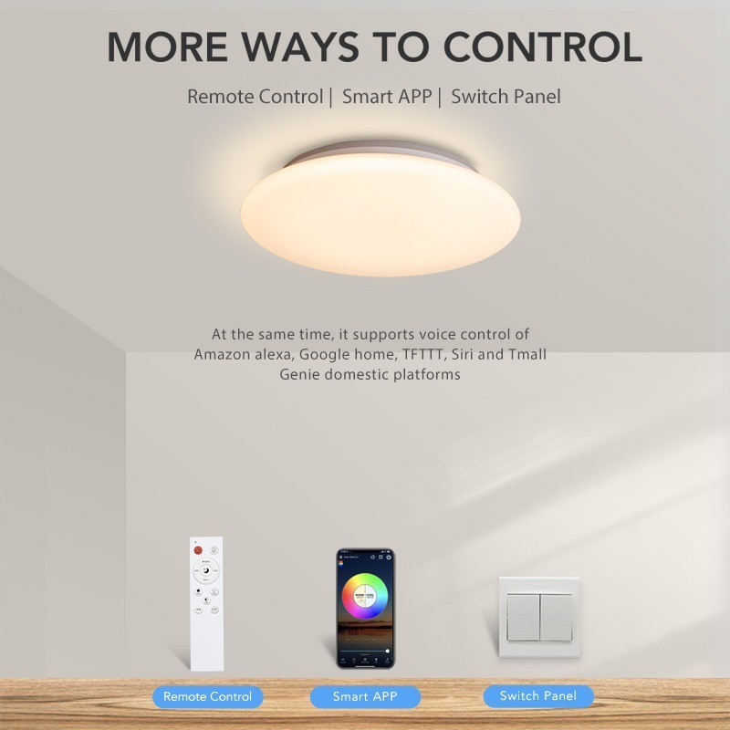 New Modern Smart Home 28w dimmable CCT RGB smart LED ceiling light with APP WiFi voice remote control for bedroom