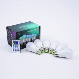 High quality smart bulb Six in one box A60 10W dimmable RGB smart light bulb with app wifi voice remote control