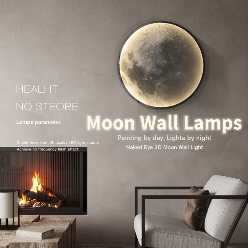 Dimmable Moon Wall Lamp AC CCT Stepless Dimming 24 inch Wall Mounted Ceiling Light for Living Room Bedroom