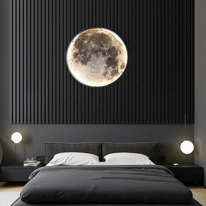 Dimmable Moon Wall Lamp AC CCT Stepless Dimming 24 inch Wall Mounted Ceiling Light for Living Room Bedroom