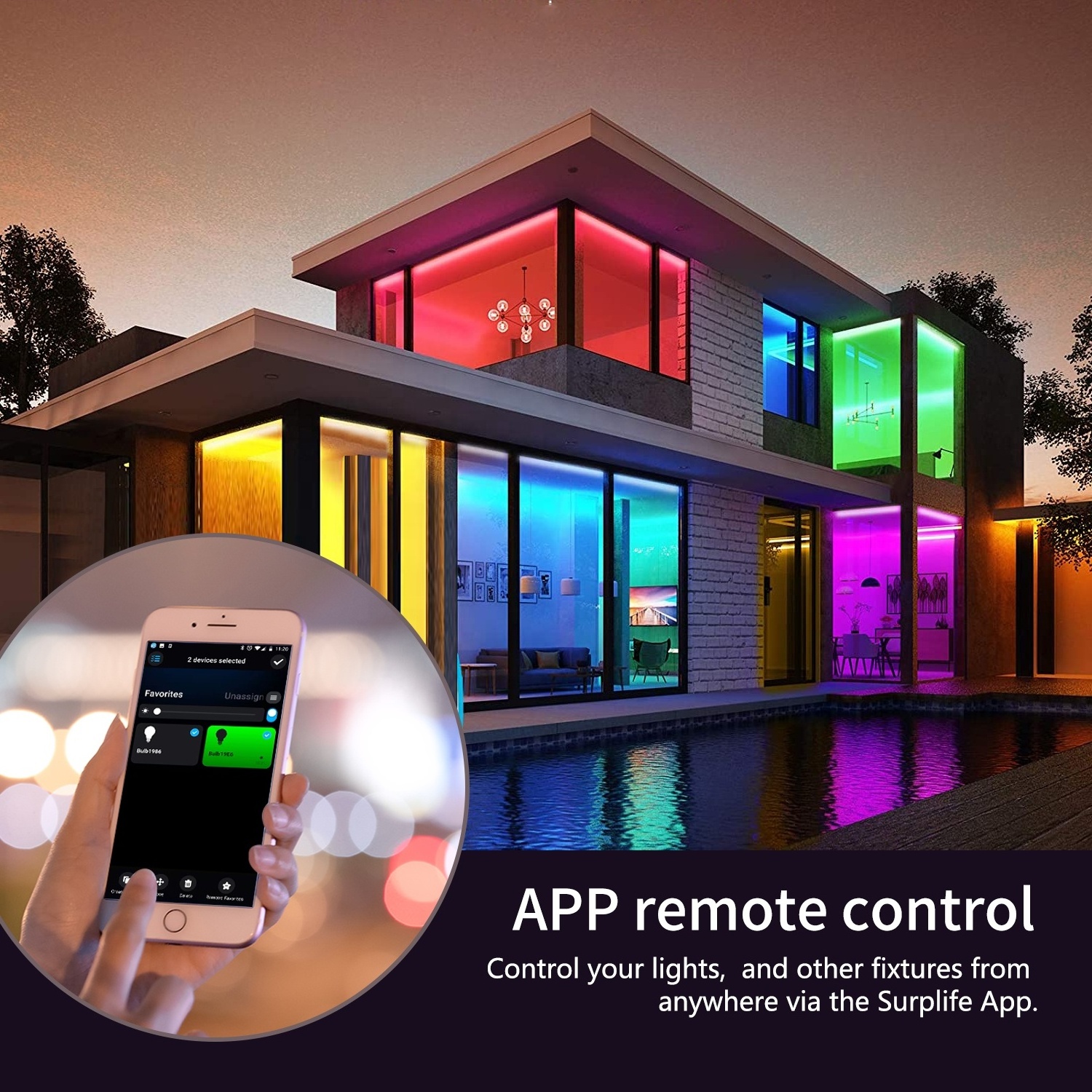 High Quality Surplife APP Remote Control 6in 9W RGB+CCT Smart Home Light LED Down Light For US Party Lighting