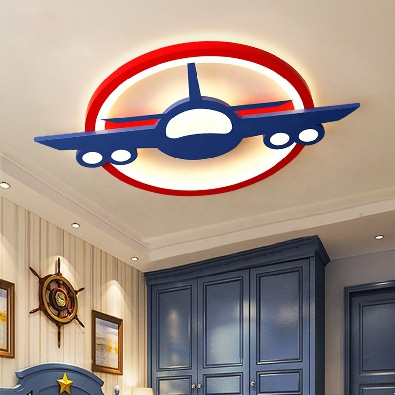 Children's Room Creative Cartoon Aircraft Ceiling Lamps Boys Girls Bedroom Chandelier Eye-Protection LED Ceiling Light Fixtures