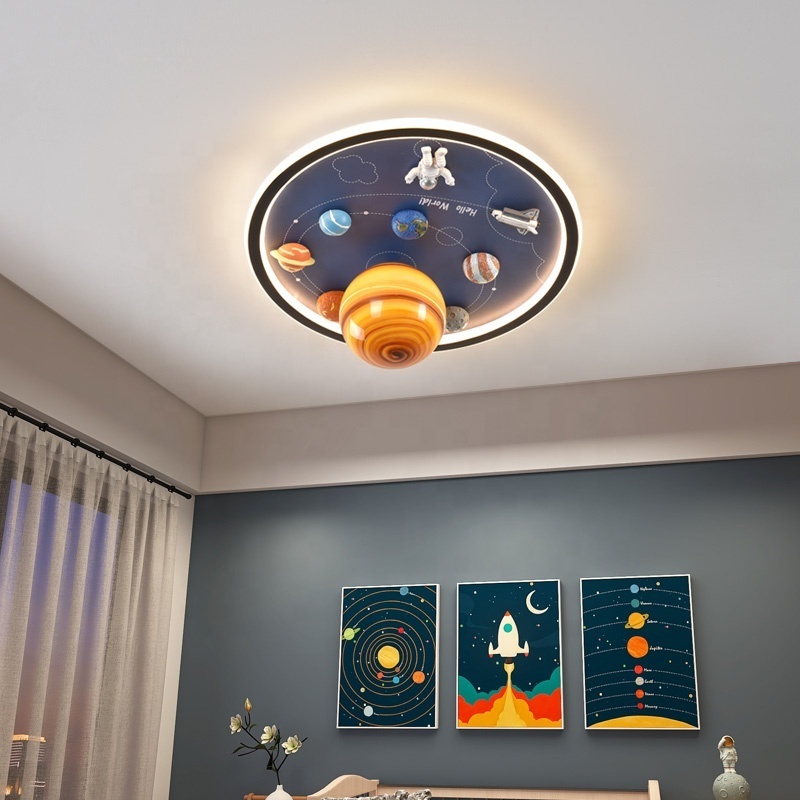 Modern Kids Flush Mount LED Lamps Kids Room Lighting Fixtures Astronaut Cartoon Ceiling Light for Children's Toy Room Bedroom