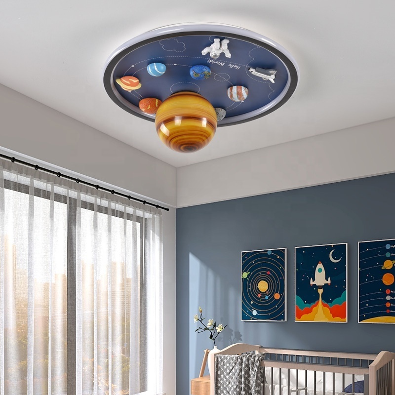 Modern Kids Flush Mount LED Lamps Kids Room Lighting Fixtures Astronaut Cartoon Ceiling Light for Children's Toy Room Bedroom