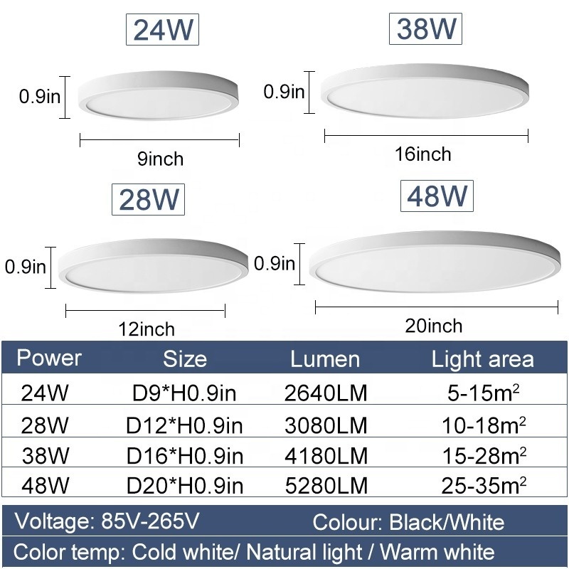 Ultra Thin Intelligent Home Lighting 48W 500mm APP Remote Control Switch Controlled Smart Led Ceiling Lights For Indoor Lighting