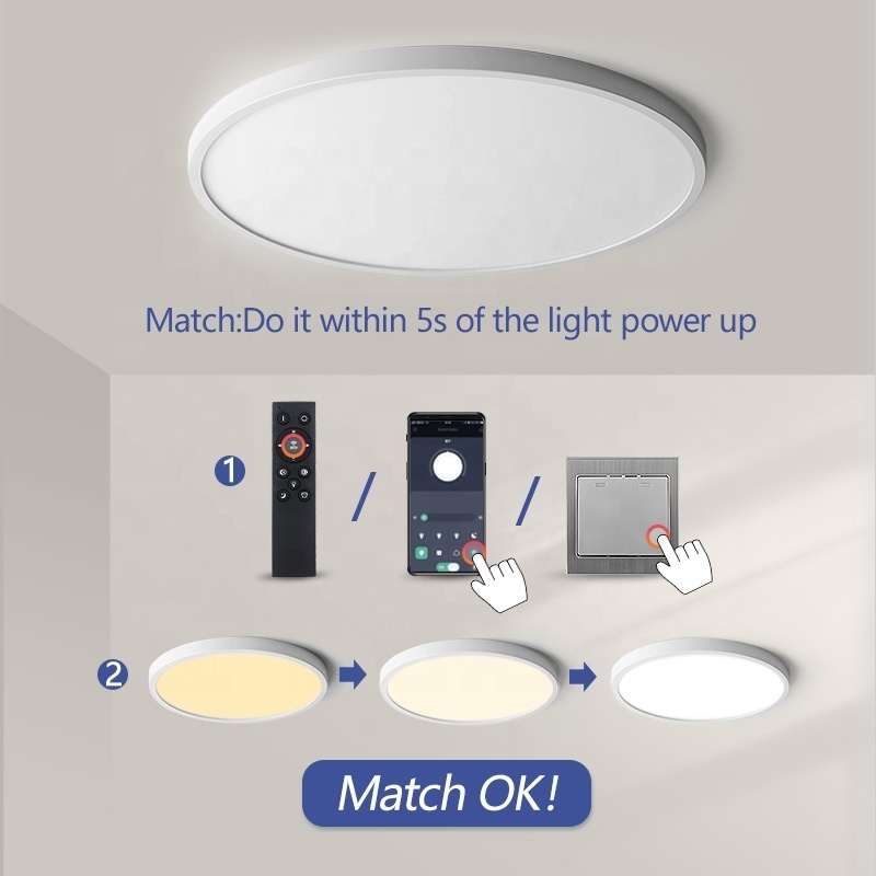 Ultra Thin Intelligent Home Lighting 48W 500mm APP Remote Control Switch Controlled Smart Led Ceiling Lights For Indoor Lighting