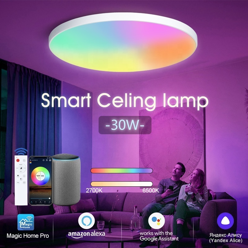 Modern smart home lighting WiFi APP remote control voice control 30W CCT RGB smart led ceiling light