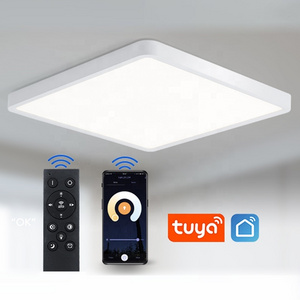 Remote Control CCT Square Smart Led Panel Lamps Tuya Wifi Light Fixtures Ceiling Light Thin for Living Room