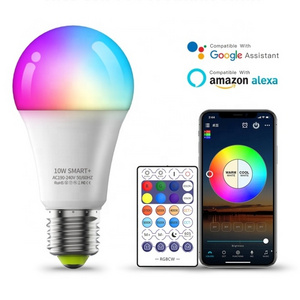 RGBW Led Light  E27 E26 B22 RGB Dimming Control Surplife Tuya APP Wifi BT Smart LED Lighting Bulb With Alexa Google