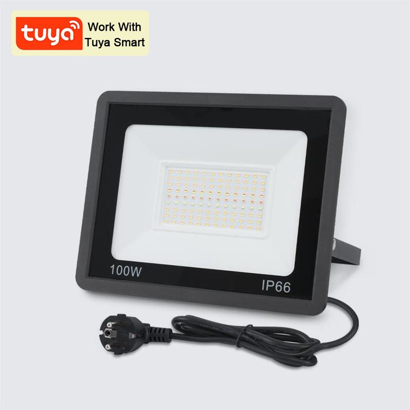 Tuya Smart Outdoor Lighting  IP66 30W 50W 100W RGB LED flood light with Amazon Alexa Google home voice control