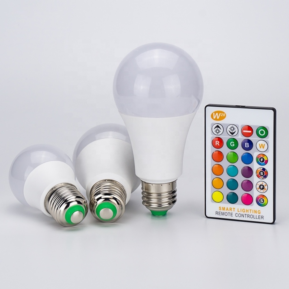 E27 3W 5W 10W RGB+W Color Changing Bulb Remote Control LED RGB Light Bulb