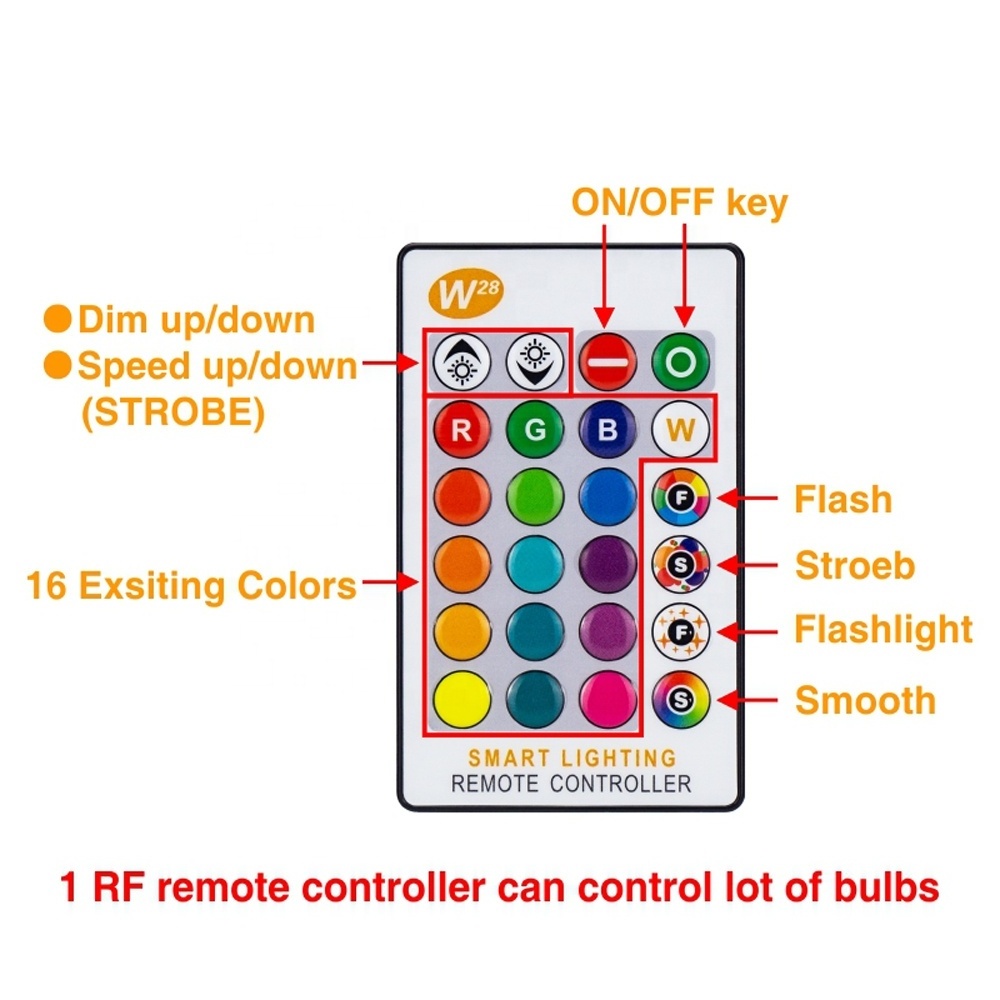 E27 3W 5W 10W RGB+W Color Changing Bulb Remote Control LED RGB Light Bulb