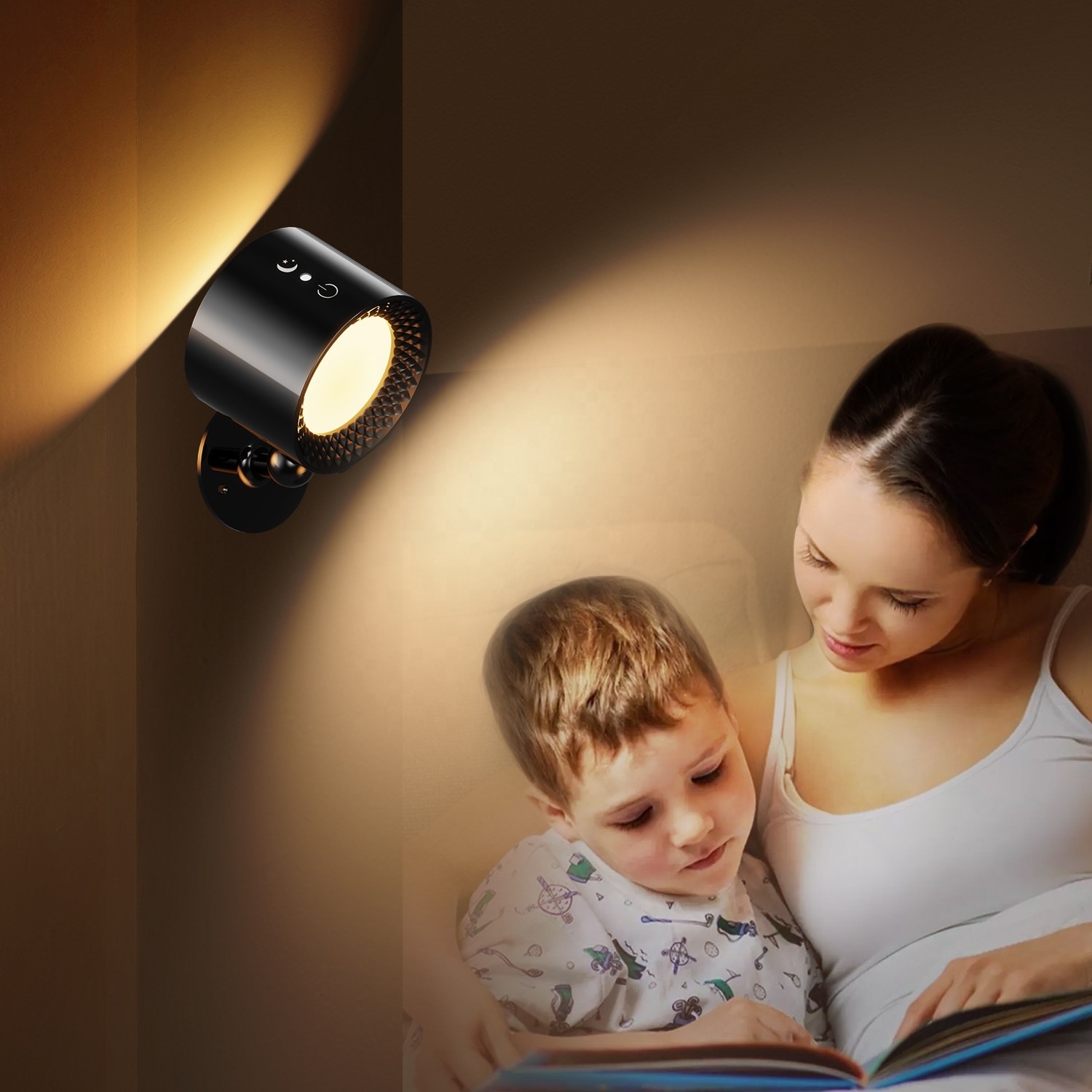 Battery Operated Wireless Ambient Lighting Rechargeable Lamps Remote Touch Control Dimming CCT LED Wall Sconce for Bedroom