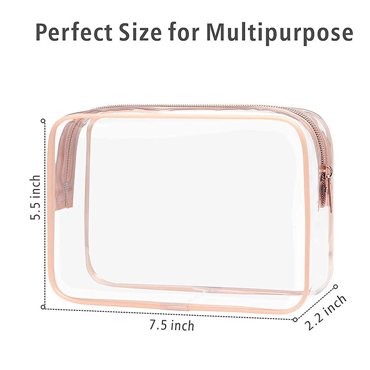 Wholesale Custom Logo Transparent Clear Makeup Bag Cosmetic PVC Pouch with Zipper Skincare Toiletry Travel Bag