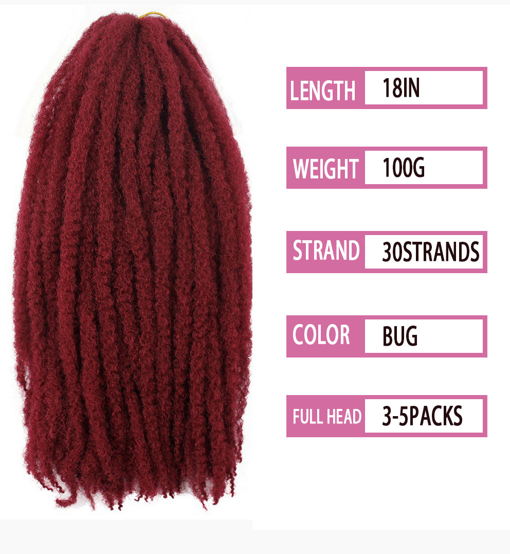 18in  synthetic Afro Kinky Curly Bulk Hair  afro kinky curly twist braiding hair marley twist hair afro kinky dreadlocks