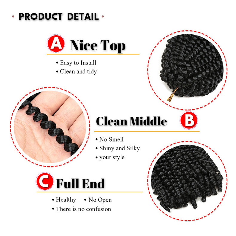 12in 130g 30strands Spring Twist Nubian Twist Ombre color Synthetic Crochet Braids Hair