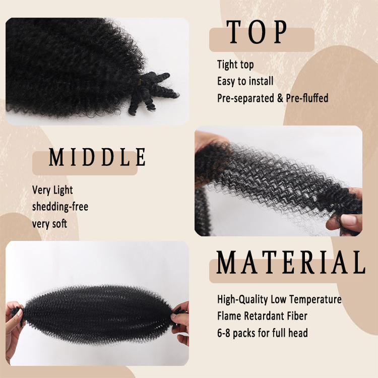 Springy Afro Twist Hair Marley Twist Braiding Hair Pre-fluffed Spring Twist Hair for Faux Locs