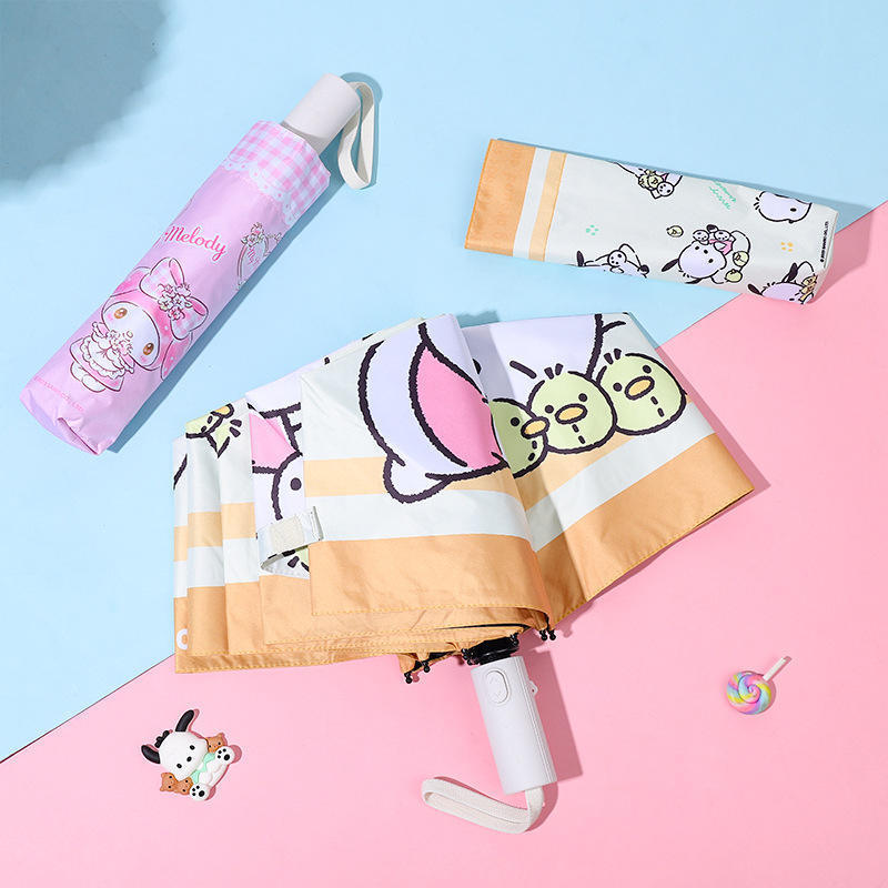 Kawaii Pochacco Umbrella Student Cartoon Female Sunny and Rain Dual-use Sunscreen and UV Folding Vinyl Umbrella Gift