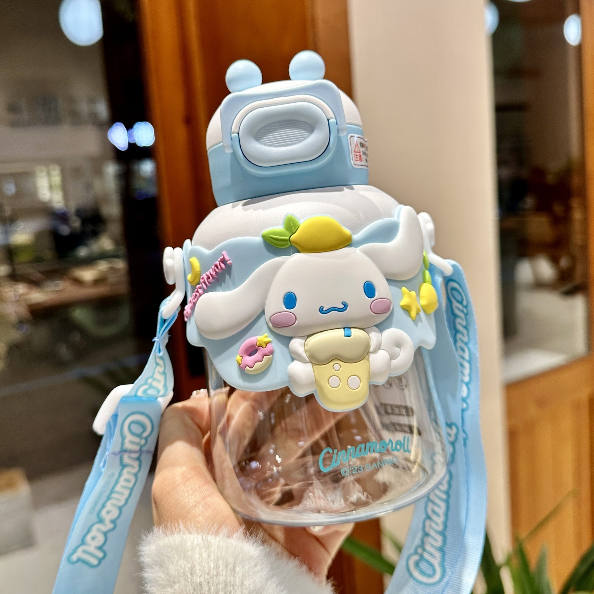 Kawaii Cartoon Accessories Water Cup Cute My Melody Kuromi Pompom Purin Summer Straw Cup Student Kettle