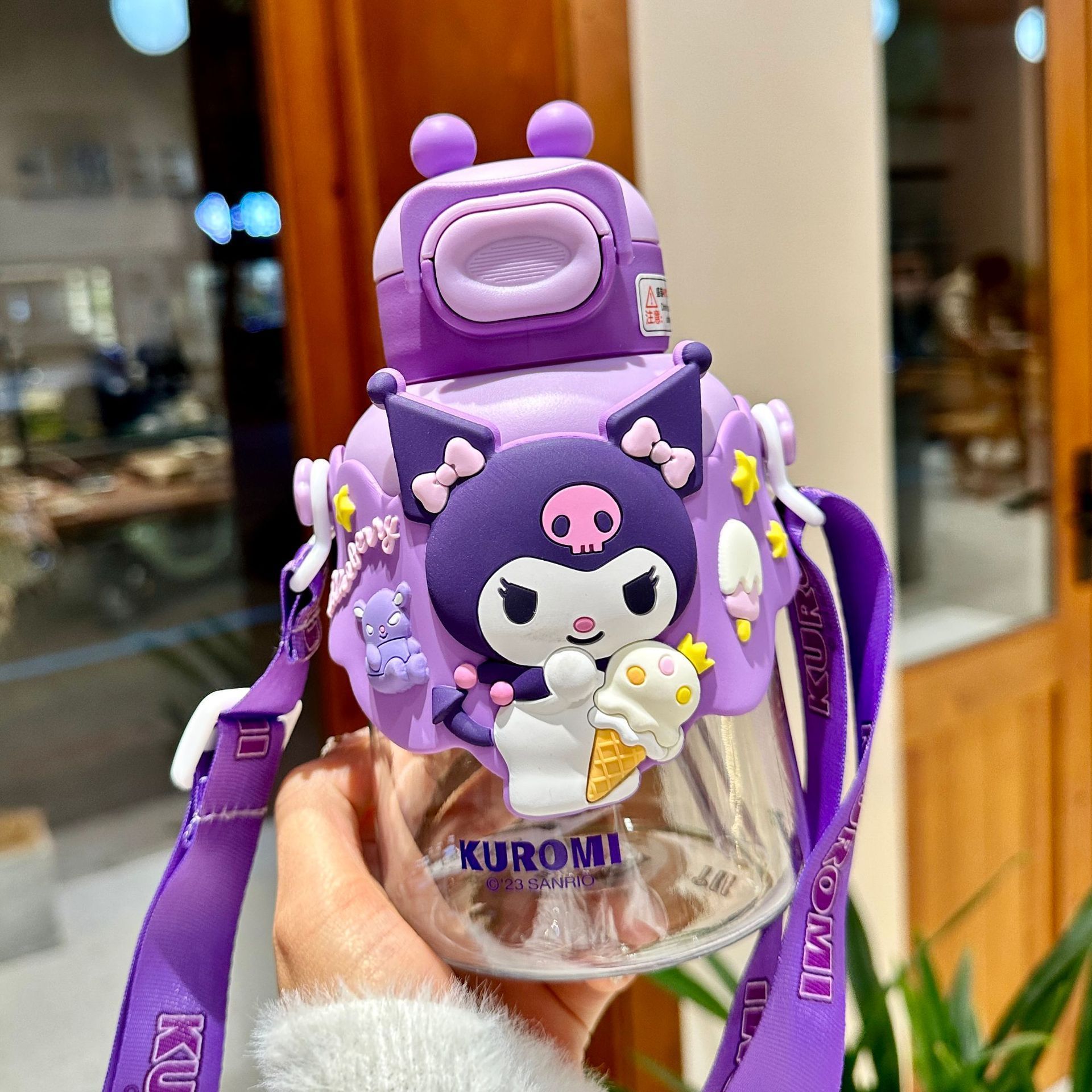 Kawaii Cartoon Accessories Water Cup Cute My Melody Kuromi Pompom Purin Summer Straw Cup Student Kettle