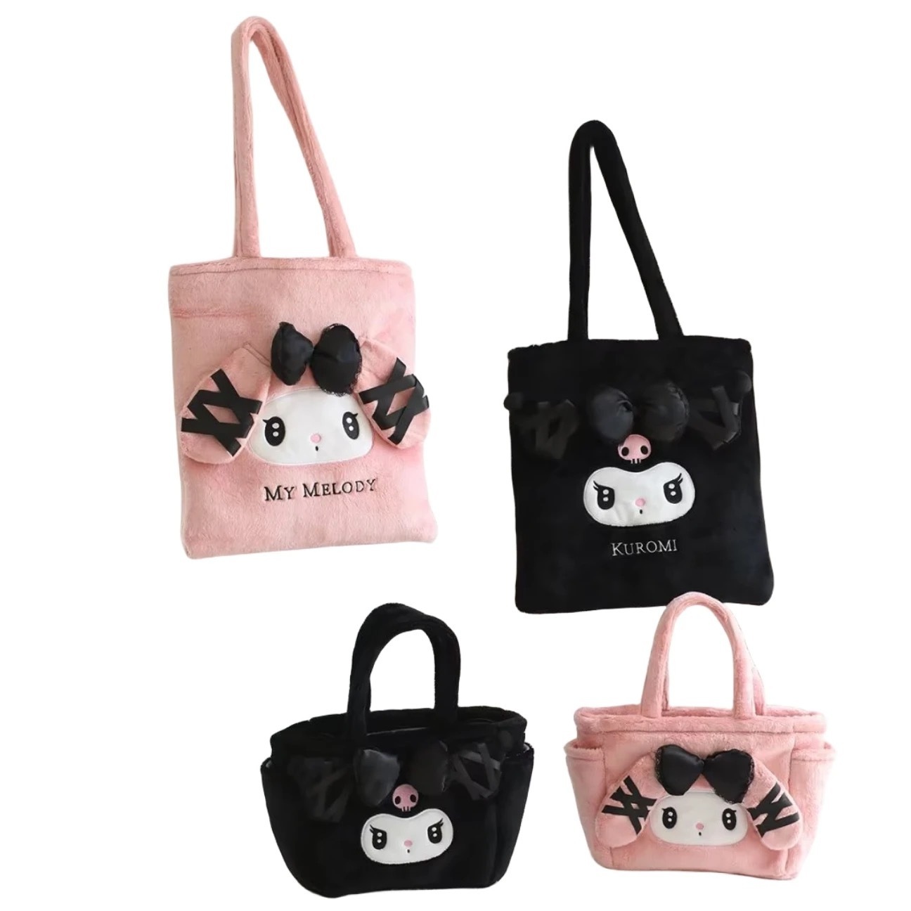 MB1 Wholesale Cartoon Kuromi handbags PlushCute Bag Melody and Kuromi plush Kawaii My Melody bags soft Kuromi handbags