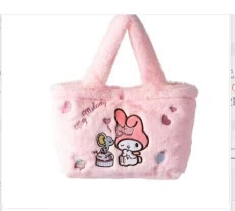 MB4 San rio Plush Tote Bag Hello KT My Melody Kuromi Kawaii Doll Plush Handbag Shoulder Bags For Girls