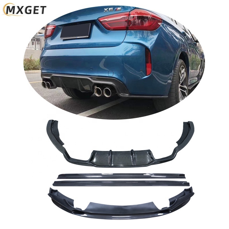 Carbon Fiber Front Bumper Lip Rear Diffuser Spoiler Side Skirts For BMW F85 F86 X5M X6M 2014-2018 3D Style Body Kit