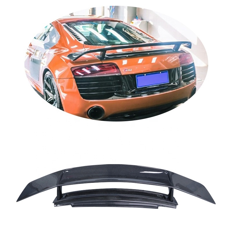 High Quality GT -V Style Carbon Fiber Double Deck Rear Wing Spoiler For Audi R8 V8 V10 2008-2015 Rear Trunk Lip