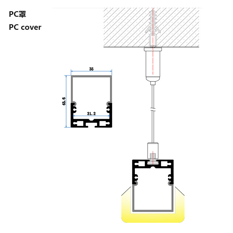 Led Aluminum profile with customized mould service for aluminum profile led strip light