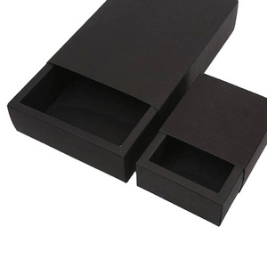 Fancy 400gram kraft paper custom design drawer style cardboard sliding out eco-friendly plain black mini match boxes