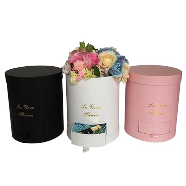 Wholesale Custom Luxury Hat Box Suede Cardboard Hat  Round flower box,extra large round gift box