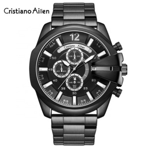 Cristiano Aillen  Men Watches Chronograph Quartz Watch Men Stainless Steel Waterproof Sports Clock Watches Business