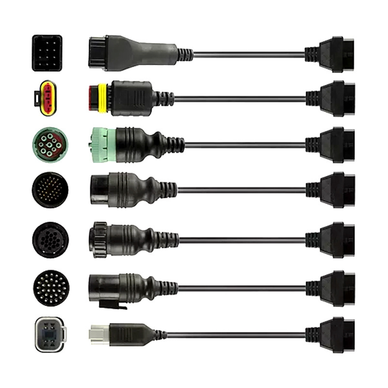 OEM obd2 j1939 connectors cable  deutsch  9pin j1939 male connector 16pin to 3pin heavy truck isuzu  thinkdiag extension cable