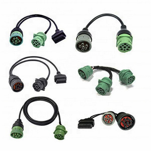 OEM obd2 j1939 connectors cable  deutsch  9pin j1939 male connector 16pin to 3pin heavy truck isuzu  thinkdiag extension cable