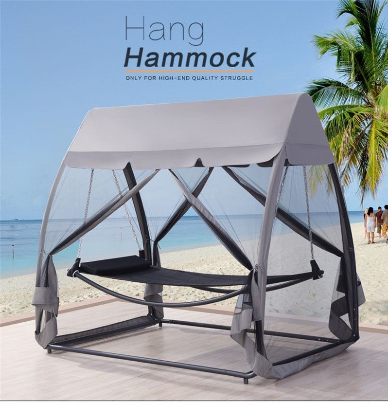 Hanging Swing bed Outdoor day bed hammock hanging stand mosquito net cover double bed patio backyard