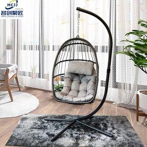 Outdoor Swing Balcony Hanging  baskets deep cushion metal stand leisure egg chairs hammocks garden wicker folding egg