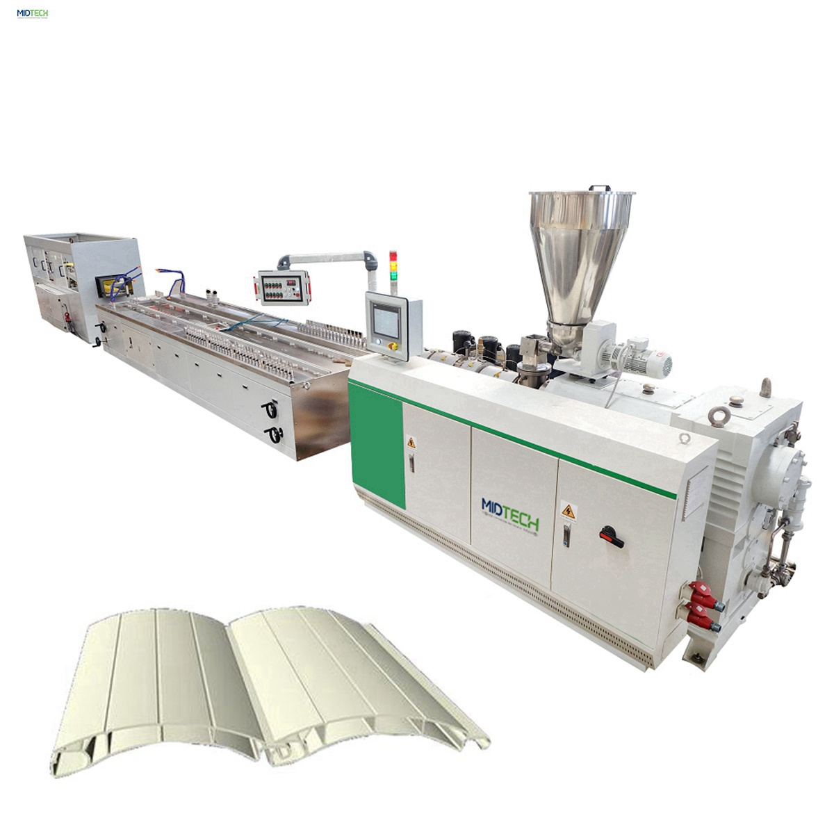 MIDTECH Factory Plastic PVC UPVC Roller Shutter Slat Trunking Duct Channel Profile Extrusion Production Machine Line