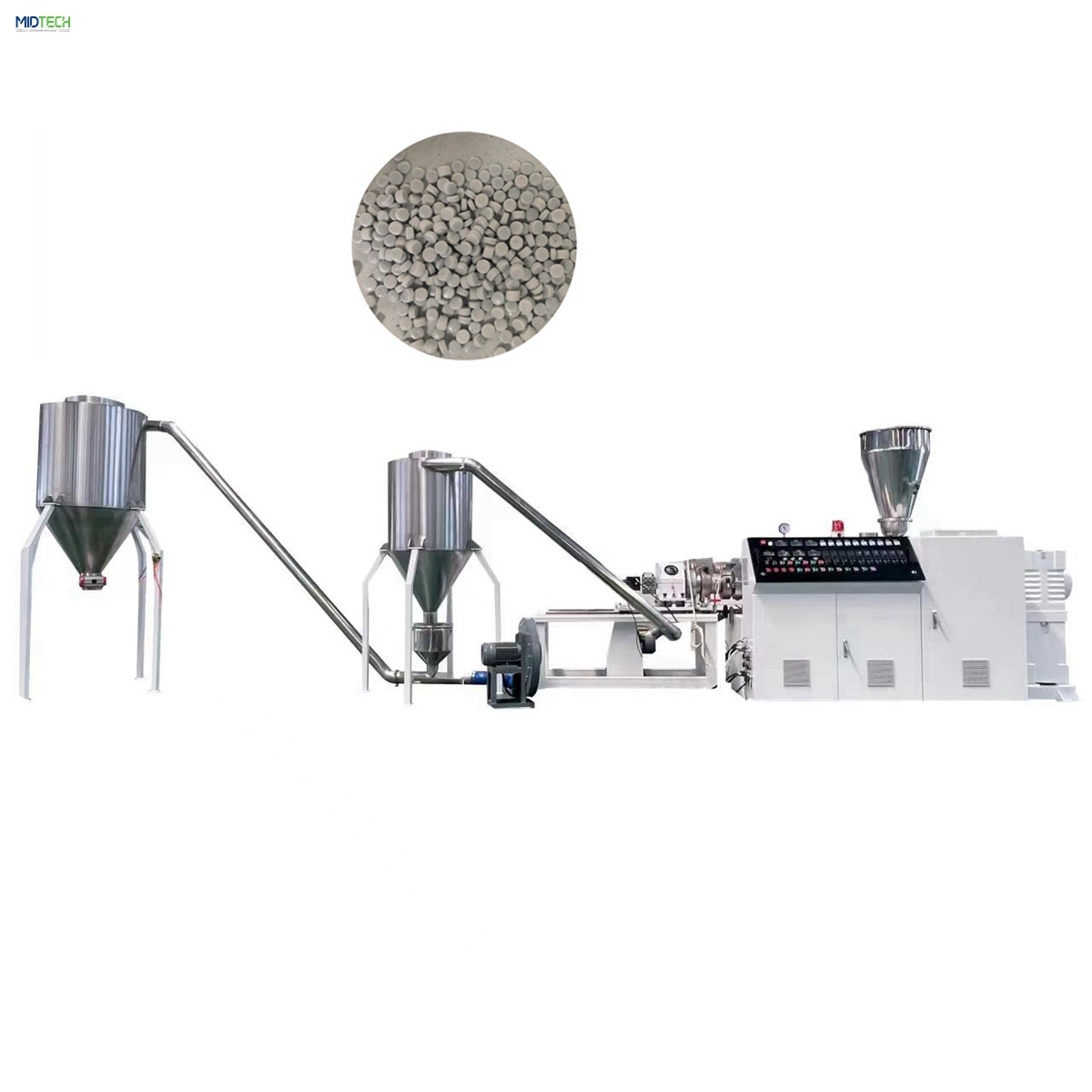 2024 Plastic WPC/PVC/PE Conical Twin Screw extrude Die Face Hot Cutting Granulator Pelletizer Pallet production line