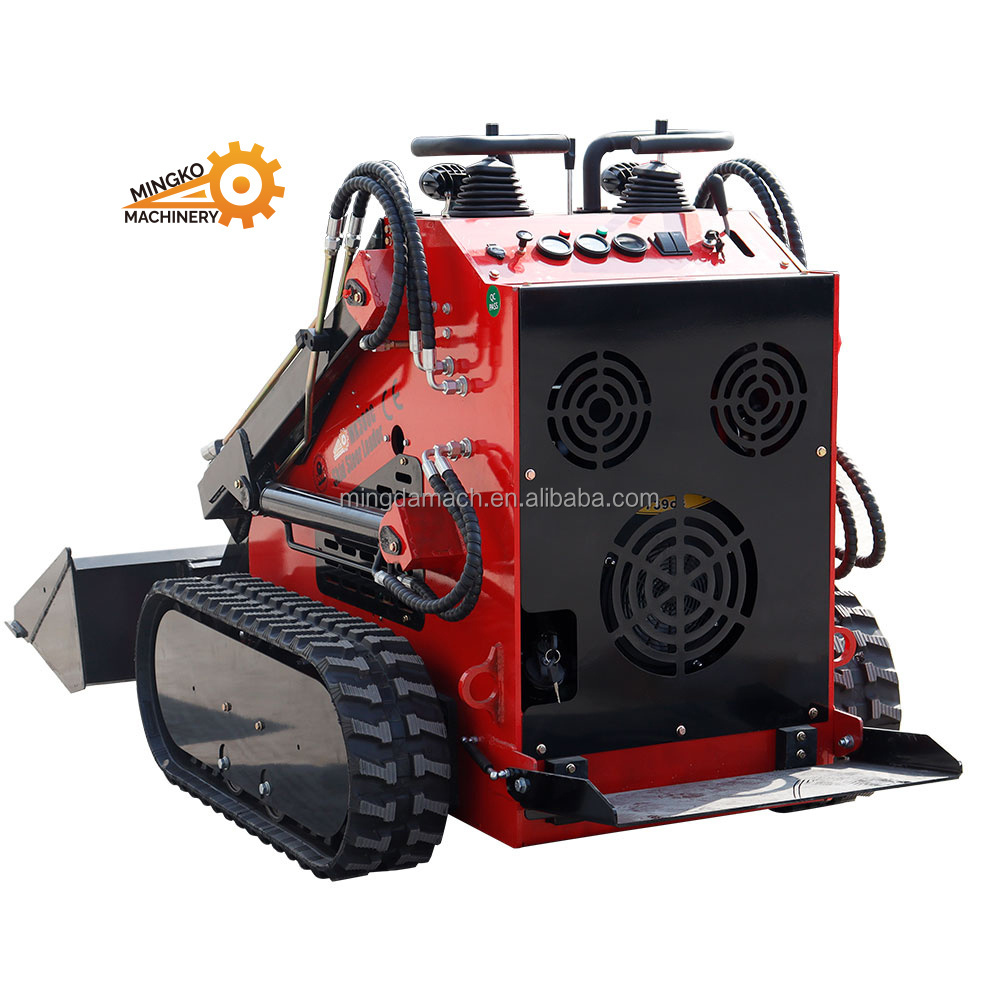 Mini Skid Steer Loader with Wide Bucket, Wheeled Compact Skid-steer Machine For Garden, Farms, Parks, Roads