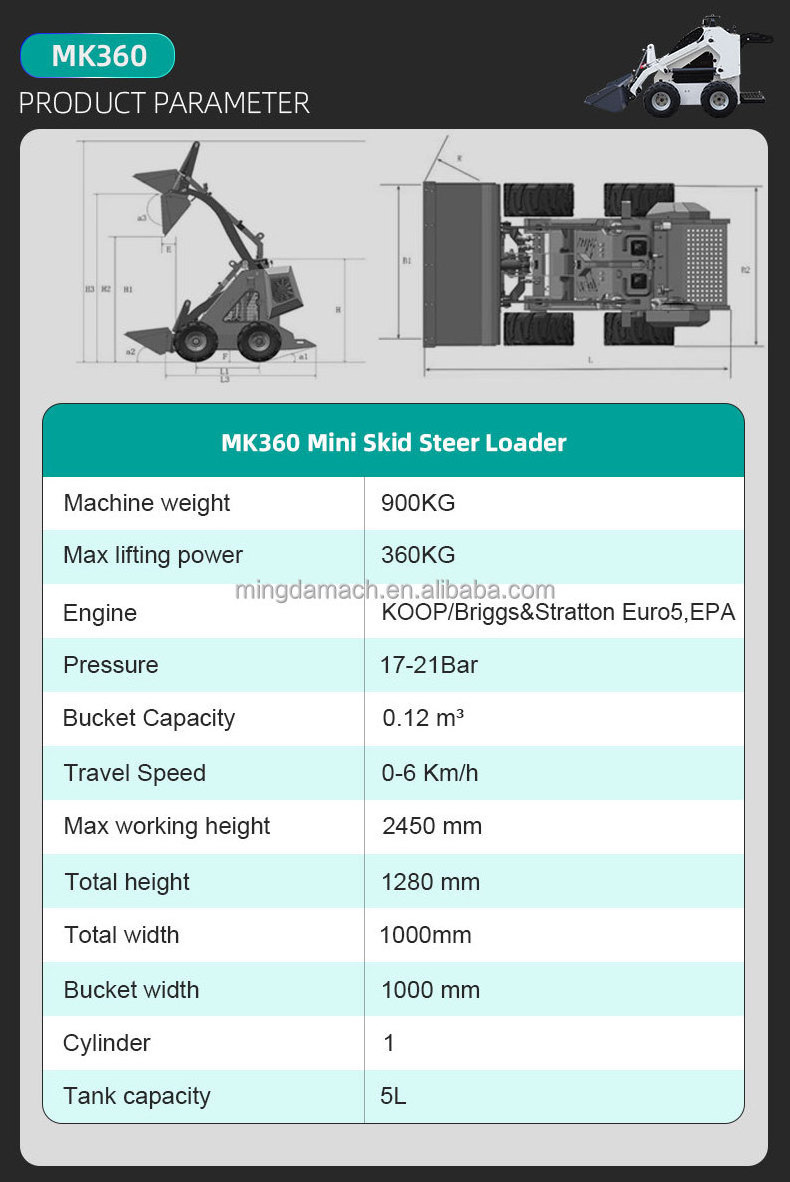 Mini Skid Steer Loader Factory Wheel Tracked Skid Steer Loader Multifunctional Small Tractor Backhoe Mini Loaders